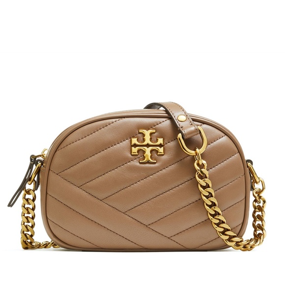 Tory Burch Taupe Kira Chevron Camera Bag